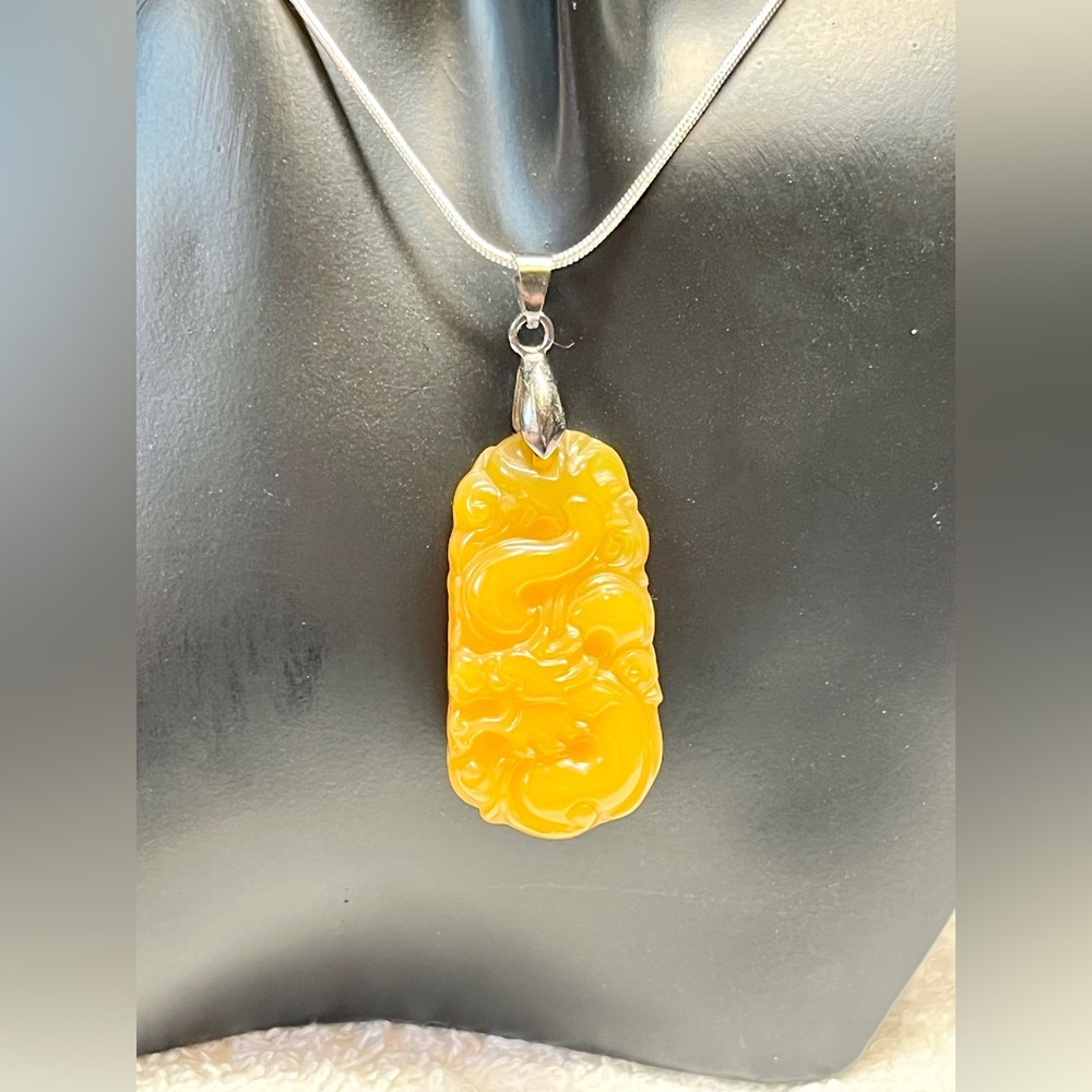 🐉Mens yellow agate DRAGON and GUN METAL pendant